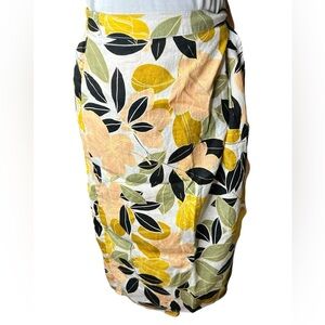 New Rachel Zoe 100% linen wrap skirt floral leaf size medium